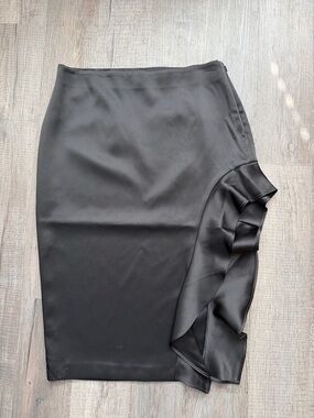 Express Black Pencil Skirt with Side Ruffle